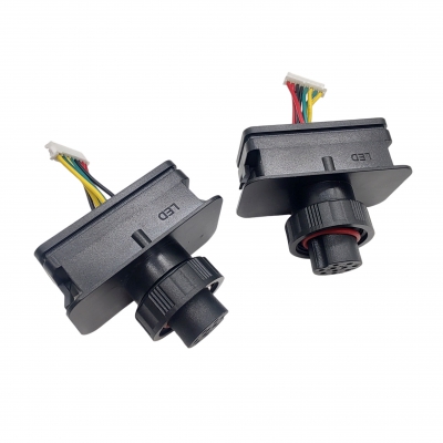 Customized M19-10pins female wire connector assembled with LED module box