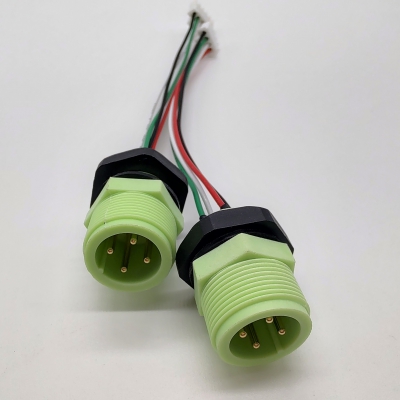 M16-4pins IP67 waterproof male panel mount connector with customized wires assembly