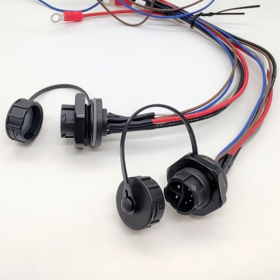 M16 2+4PINS push lock IP67 waterproof male panel connector with wires for lcd led display module