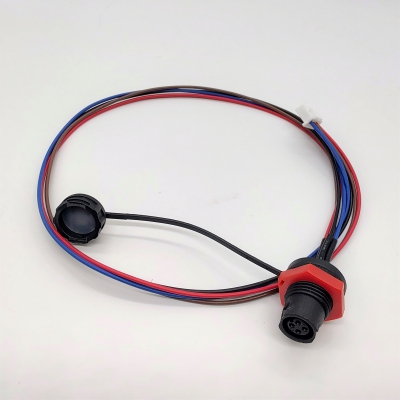 M12 4PINS push lock IP67 waterproof female panel connector with wires for lcd led display module